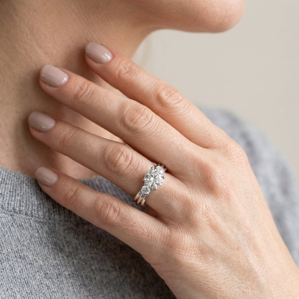 Single Row Prong Set Engagement Rings - worn lifestyle photo