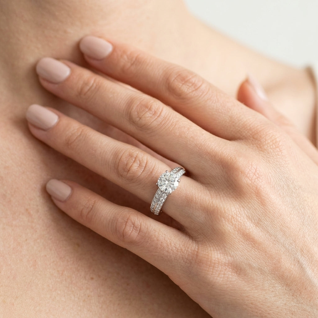 Multirow Twisted Engagement Rings - worn lifestyle photo