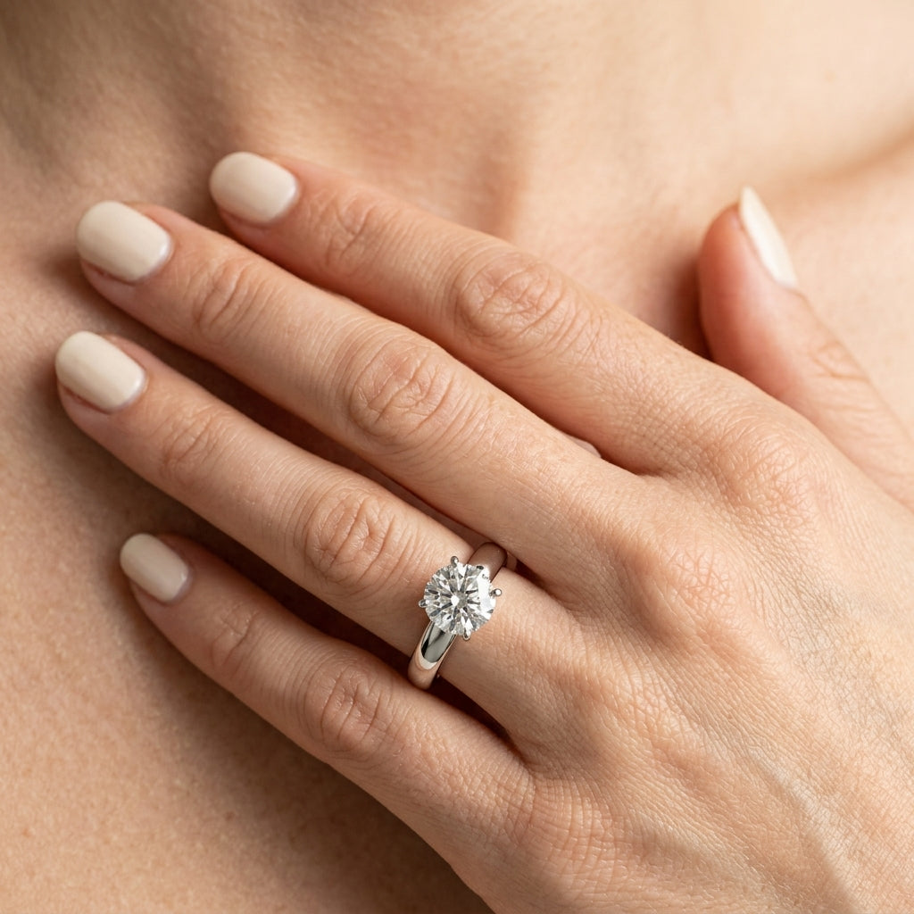 Solitaire Engagement Rings - worn lifestyle photo