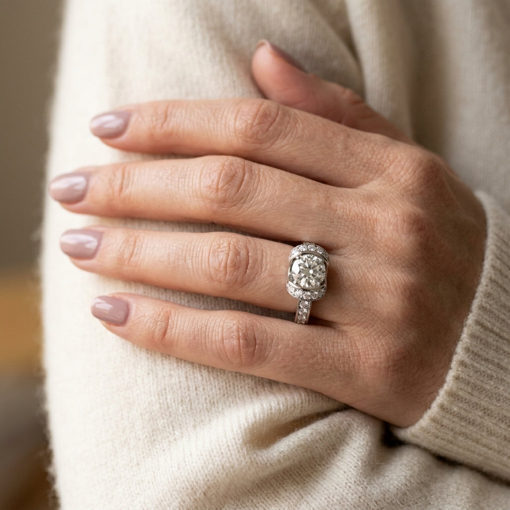 ENGAGEMENT RINGS SINGLE ROW PRONG - worn lifestyle photo