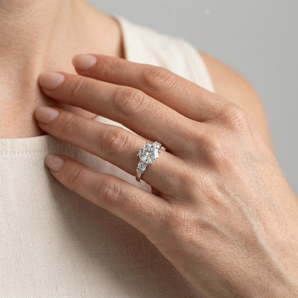 ENGAGEMENT RINGS FANCY SHAPE BAGUE - worn lifestyle photo
