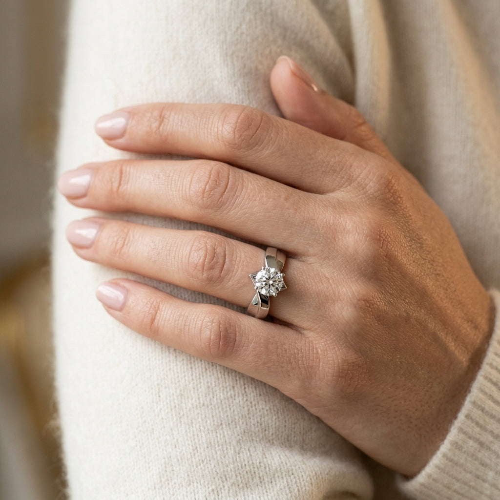 ENGAGEMENT RINGS SOLITAIRES ANY SH - worn lifestyle photo