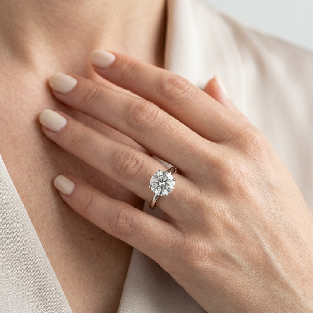 ENGAGEMENT RINGS ROUND CENTER - worn lifestyle photo