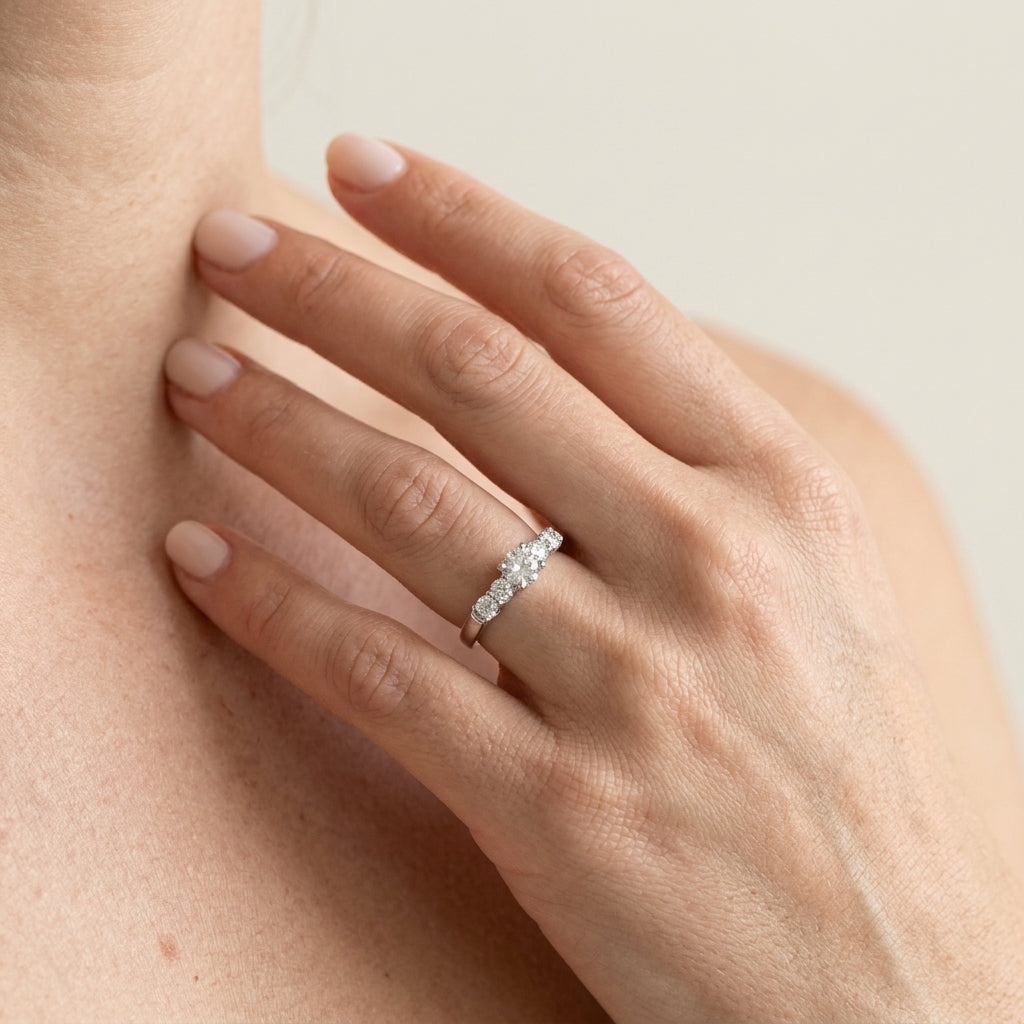 ENGAGEMENT RINGS SINGLE ROW PRONG - worn lifestyle photo