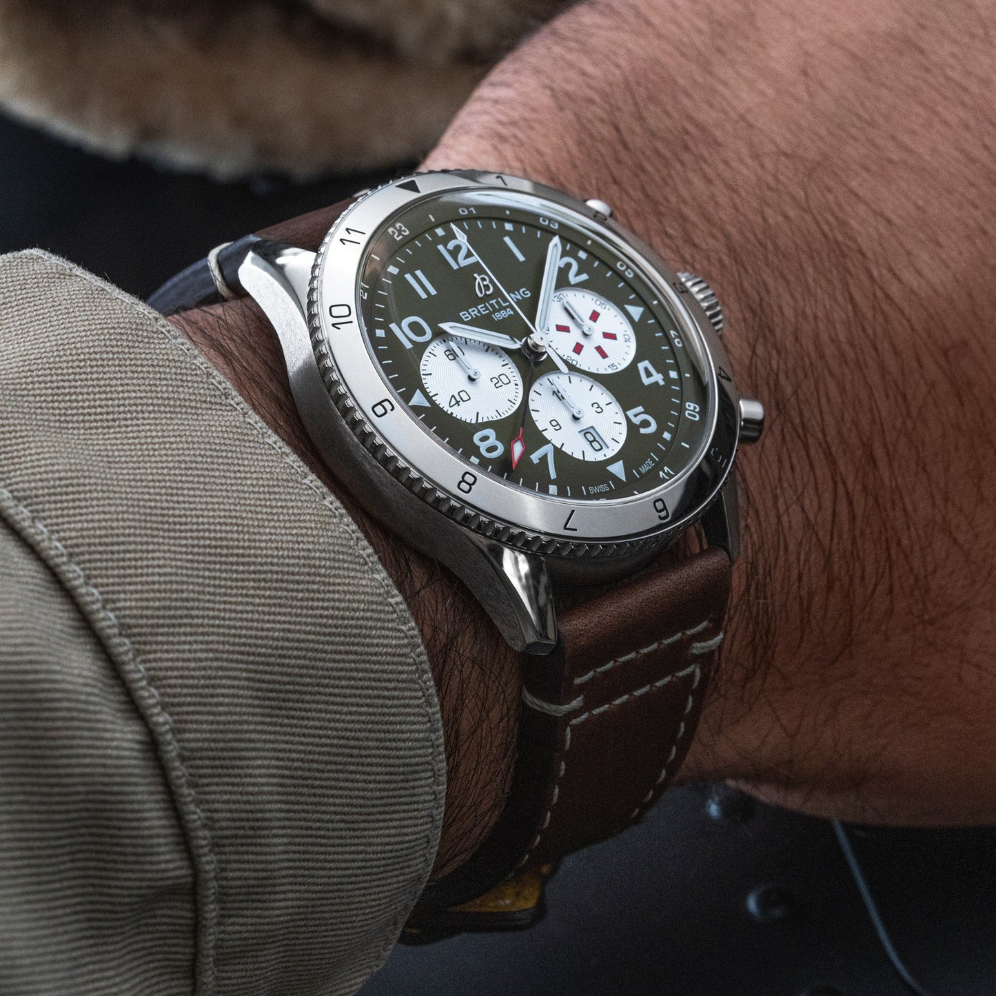 Breitling Super AVI B04 Chronograph GMT 46 Curtiss Warhawk — Green Dial