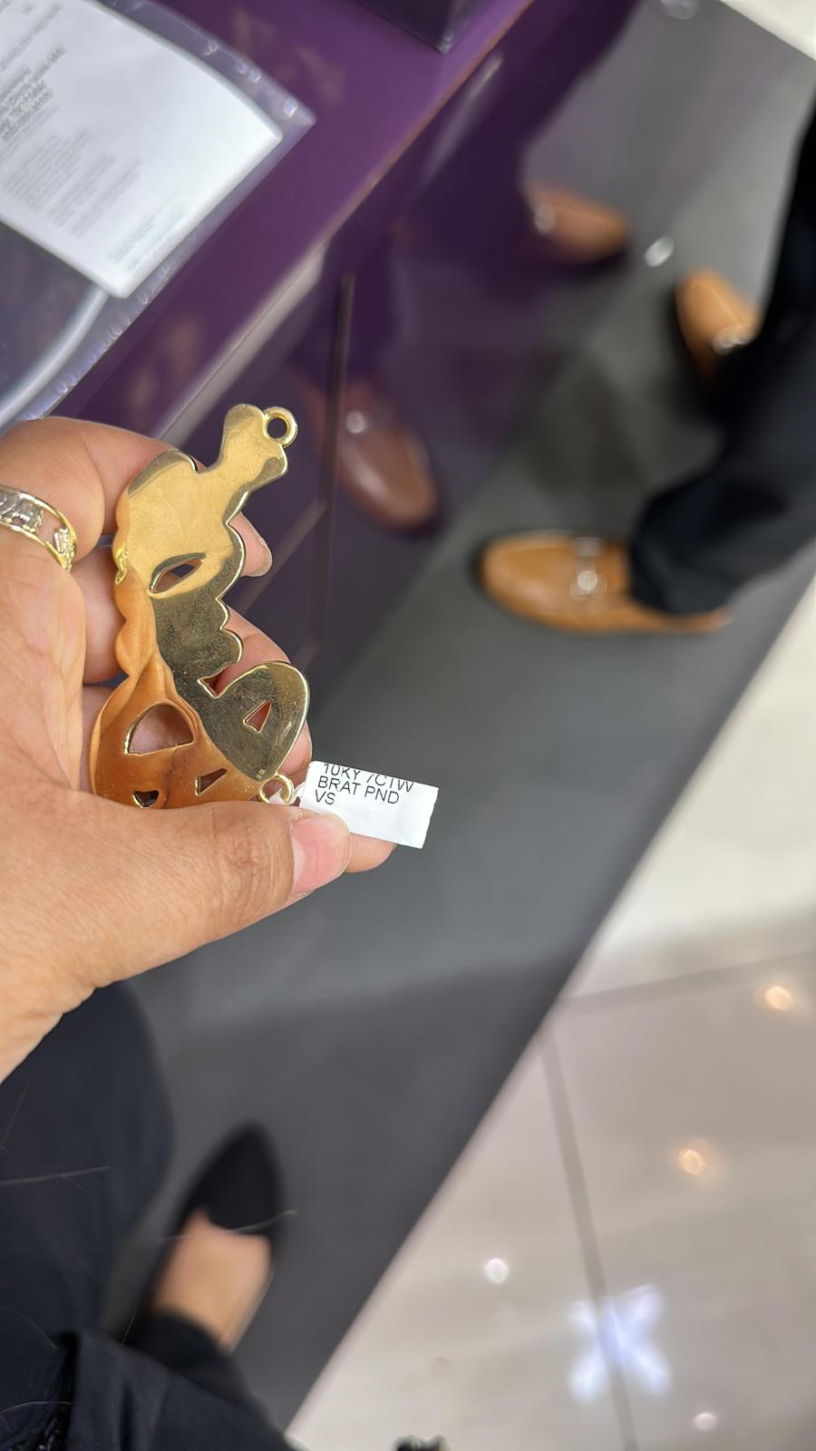 10k two tone 7ctw "Brat" Pendant Double Layer