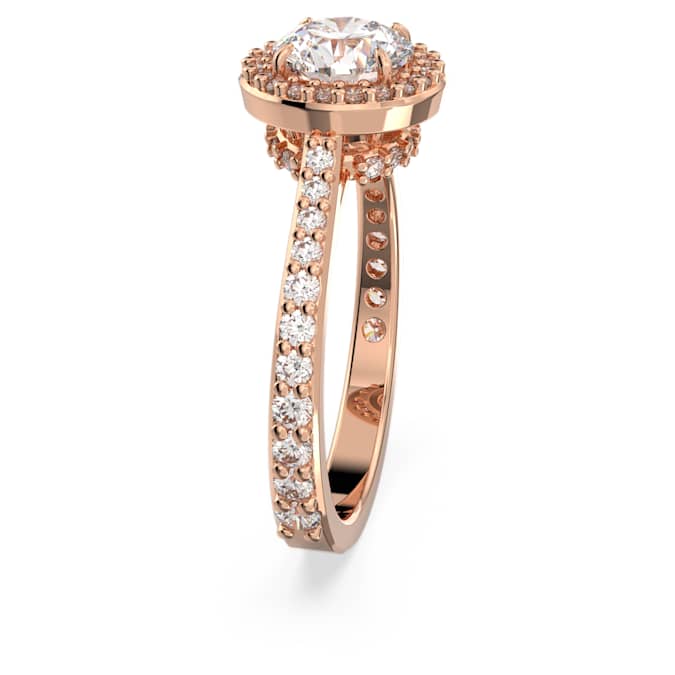 Constella cocktail ring Round cut, Pavé, White, Rose gold-tone plated