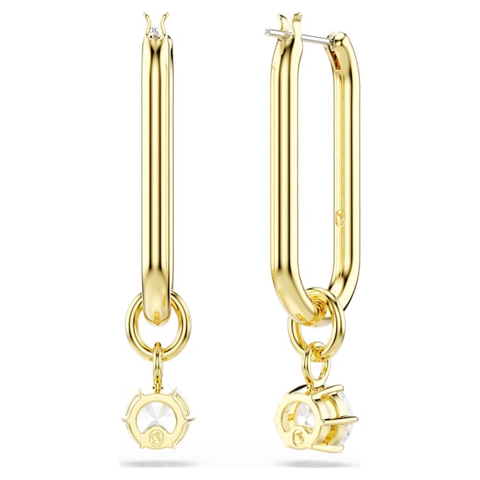 Constella drop earrings Round cut, White, Gold-tone plated