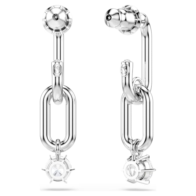 Constella drop earrings Round cut, White, Rhodium plated