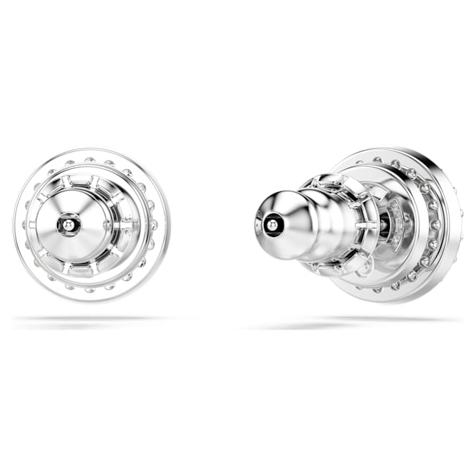 Constella stud earrings Round cut, Pavé, White, Rhodium plated