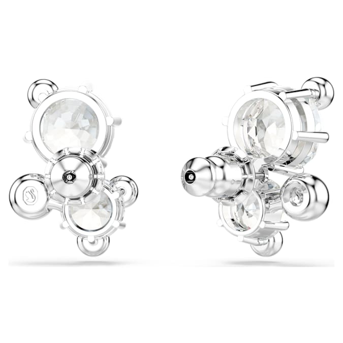 Constella stud earrings Round cut, White, Rhodium plated