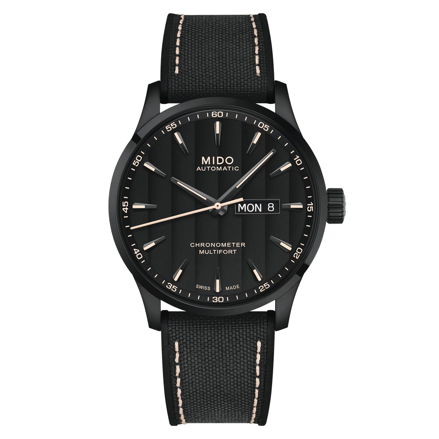 MIDO Multifort Chronometer 1 Black Dial, Stainless Steel Black PVD Watch, Black Fabric Strap - 40mm