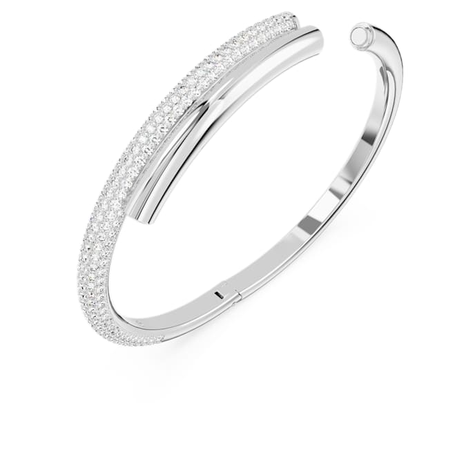 Dextera bangle Magnetic closure, White, Rhodium plated