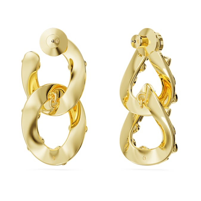 Dextera hoop earrings Mixed cuts, Interlocking loop, White, Gold-tone plated