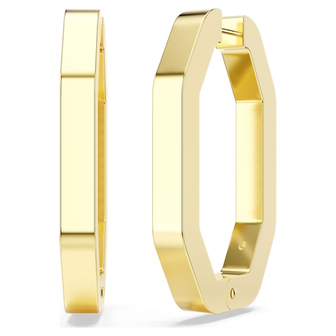 Dextera hoop earrings Octagon shape, Large, White, Gold-tone plated
