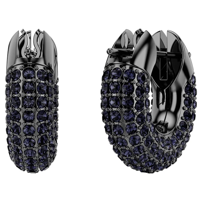 Dextera hoop earrings Small, Black, Ruthenium plated