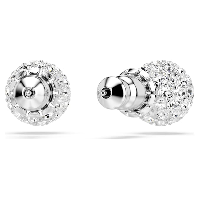 Dextera stud earrings Round cut, Sphere, White, Rhodium plated