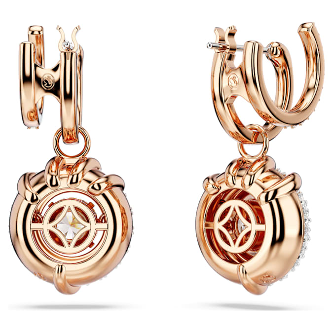 Dragon & Phoenix drop earrings Dragon’s claw, White, Rose gold-tone plated