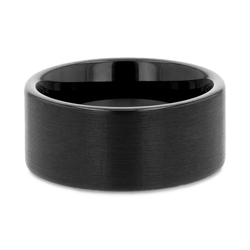 EL PASO Flat Style Black Tungsten Ring with Brushed Finish - 10mm