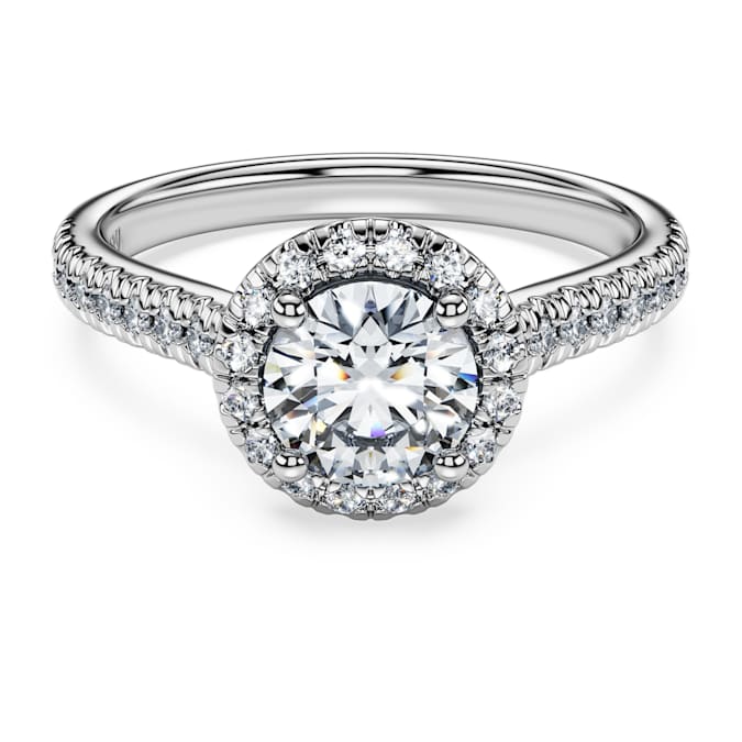 Eternity halo solitaire ring Lab-grown diamonds 1.33 ct tw, Round shape, 14K white gold