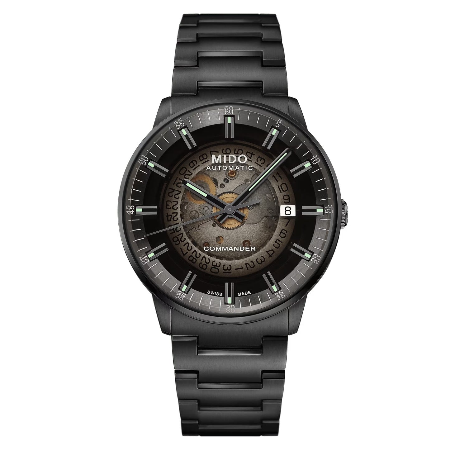 MIDO Commander Gradient Black See-Through Dial - Black PVD Stainless Steel Watch - 40mm