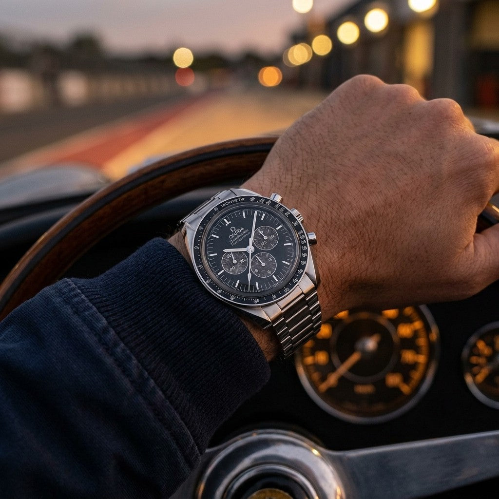 Omega Speedmaster Calibre 321 42 mm — Platinum on Platinum — lifestyle