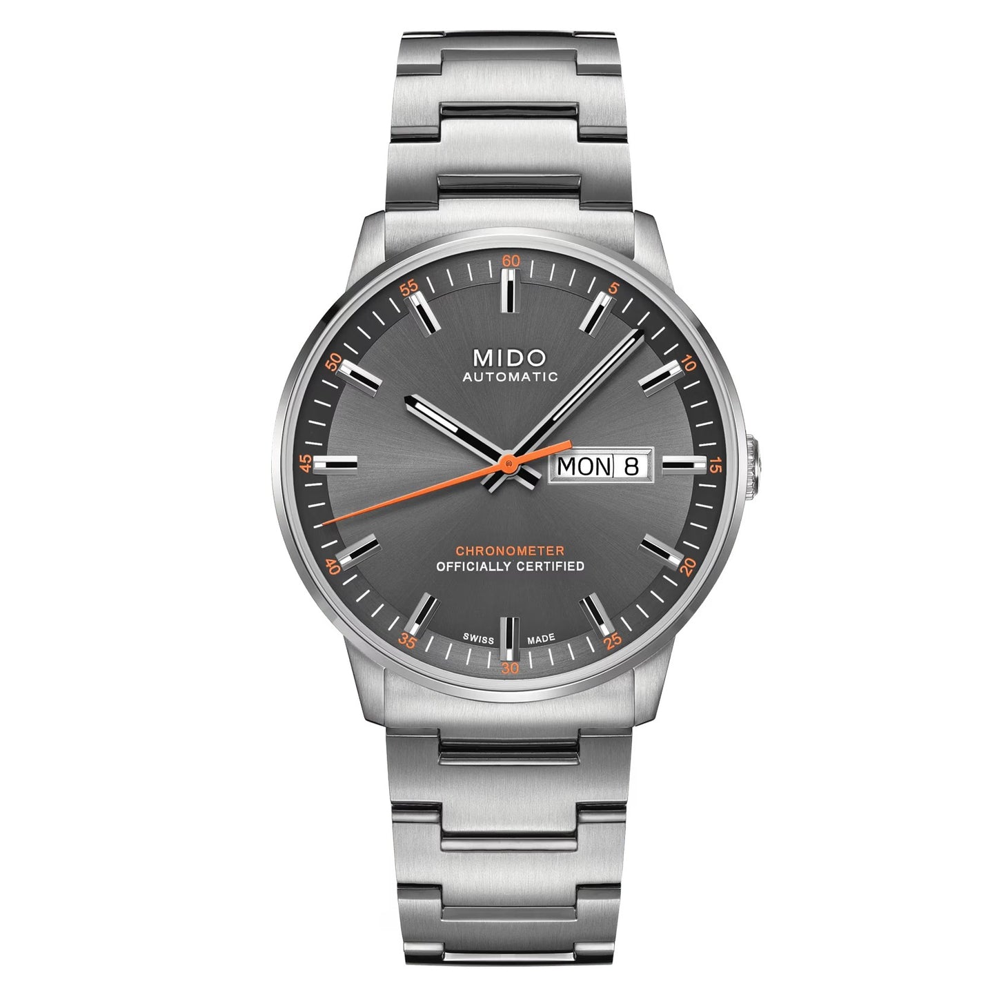 MIDO Commander Chronometer Anthracite and Orange Dial Stainless Steel Watch - 40mm