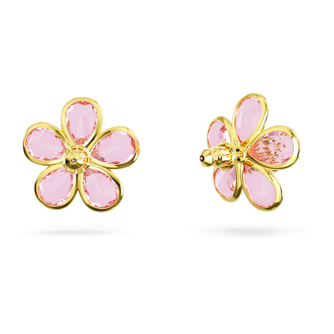 Florere stud earrings Flower, Pink, Gold-tone plated