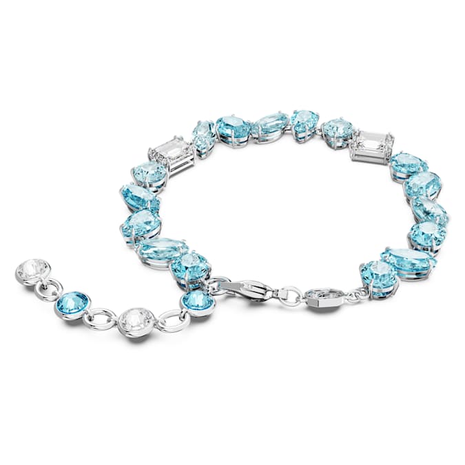 Gema bracelet Mixed cuts, Blue, Rhodium plated