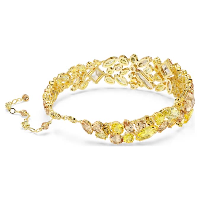 Gema choker Mixed cuts, Yellow, Gold-tone plated