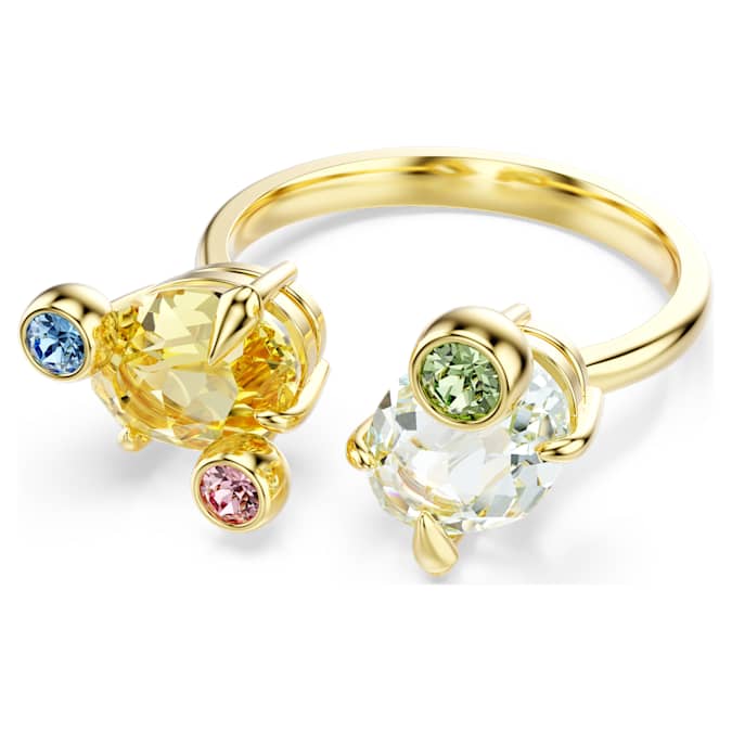 Gema ring Set (3), Mixed cuts, Multicolored, Gold-tone plated