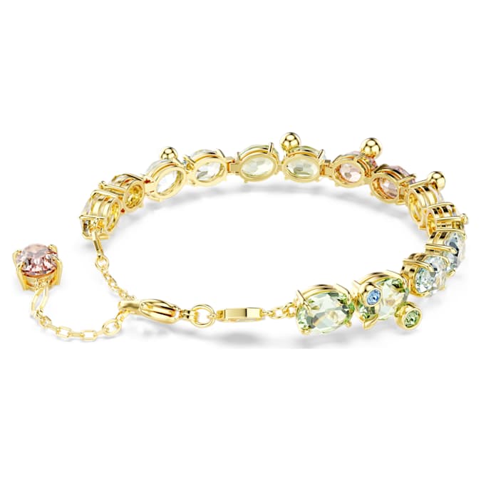 Gema Tennis bracelet Mixed cuts, Multicolored, Gold-tone plated