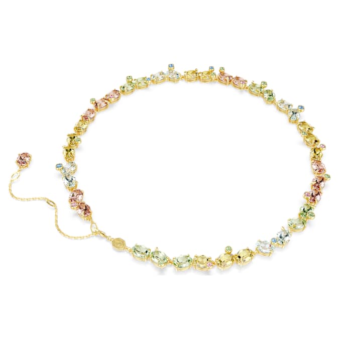 Gema Tennis necklace Mixed cuts, Multicolored, Gold-tone plated
