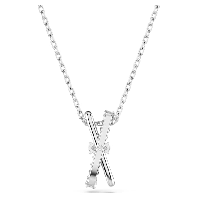 Hyperbola pendant Mixed cuts, Twist, White, Rhodium plated