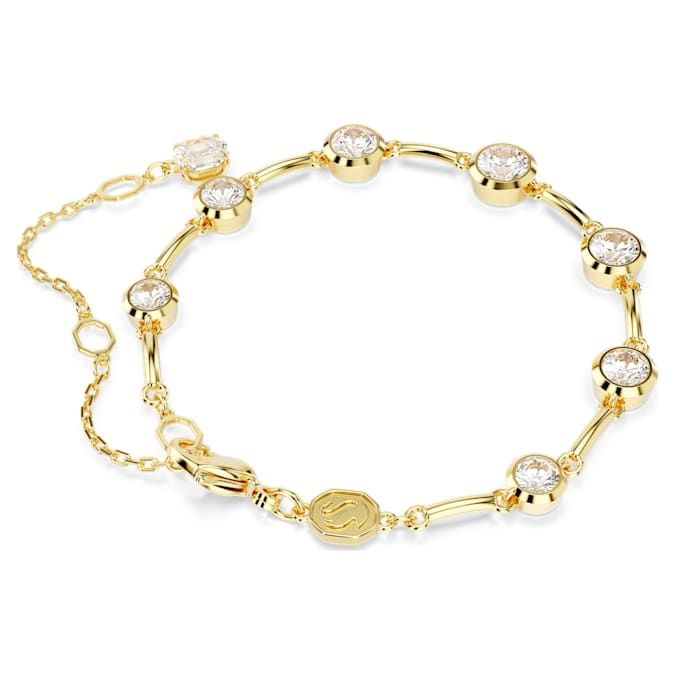 Imber bracelet Mixed round cuts, White, Gold-tone plated