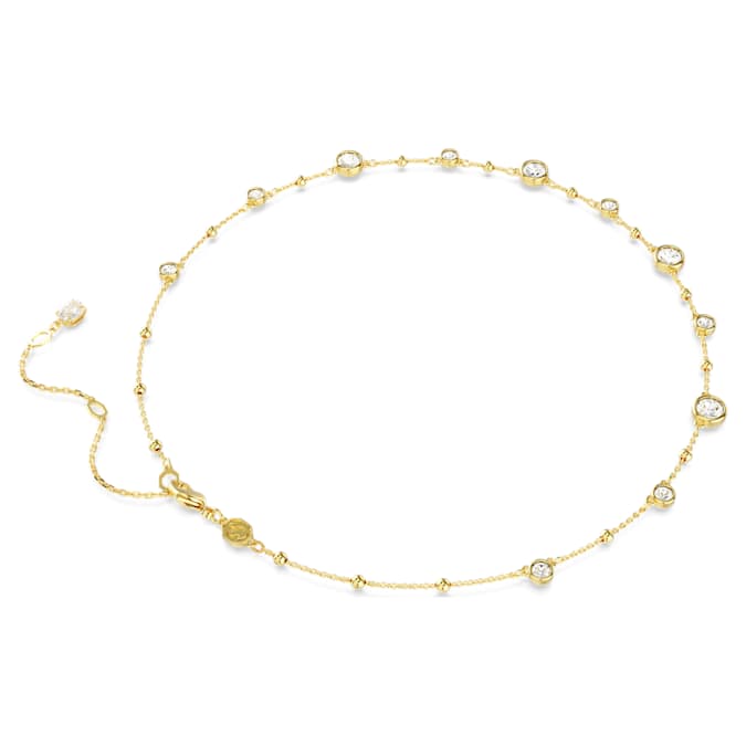 Imber necklace Round cut, Scattered design, White, Gold-tone plated