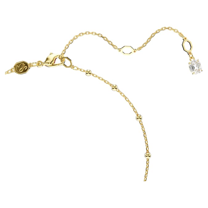 Imber Y necklace Round cut, White, Gold-tone plated