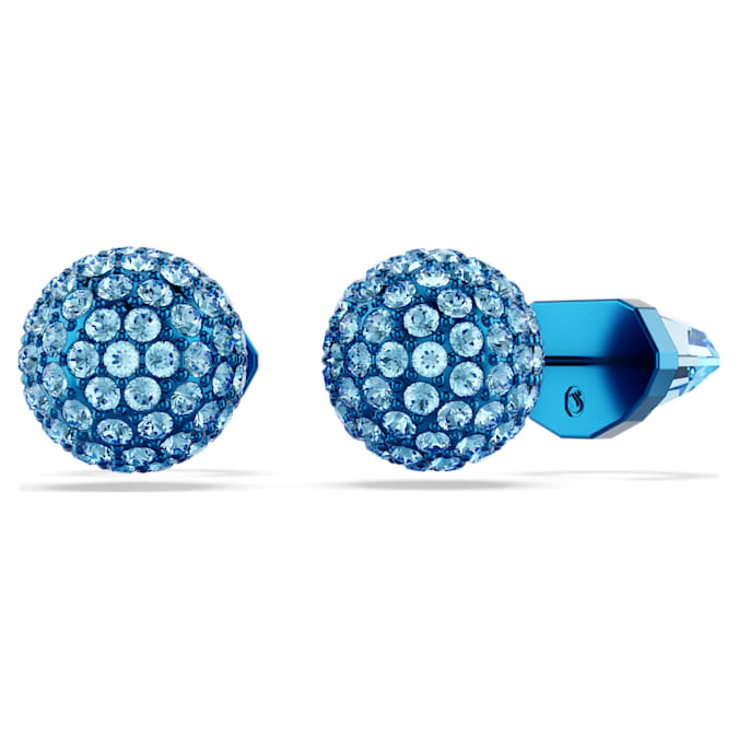 Lucent stud earrings Pavé, Ball, Blue, Blue finish