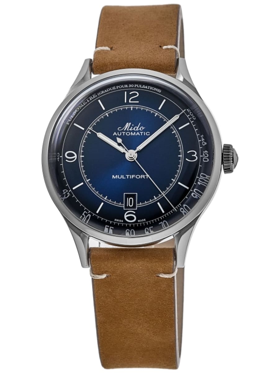 Mido Multifort Patrimony Blue Dial Leather Strap