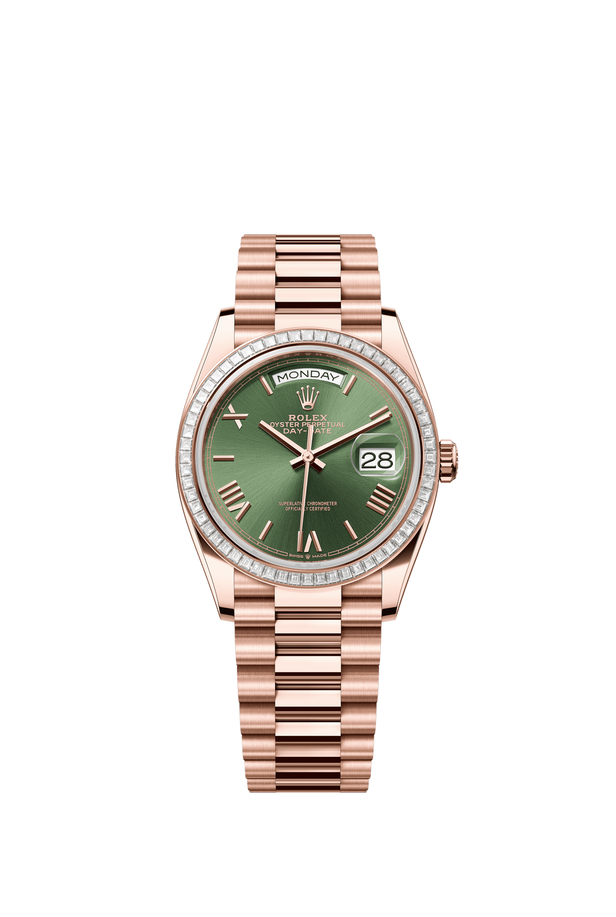 Rolex Day-Date 36mm Green Dial Everose Gold 128395TBR