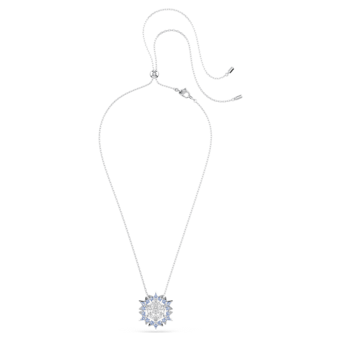 Magic pendant and brooch Snowflake, Blue, Rhodium plated