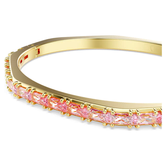 Matrix bangle Baguette cut, Octagon shape, Pink, Gold-tone plated