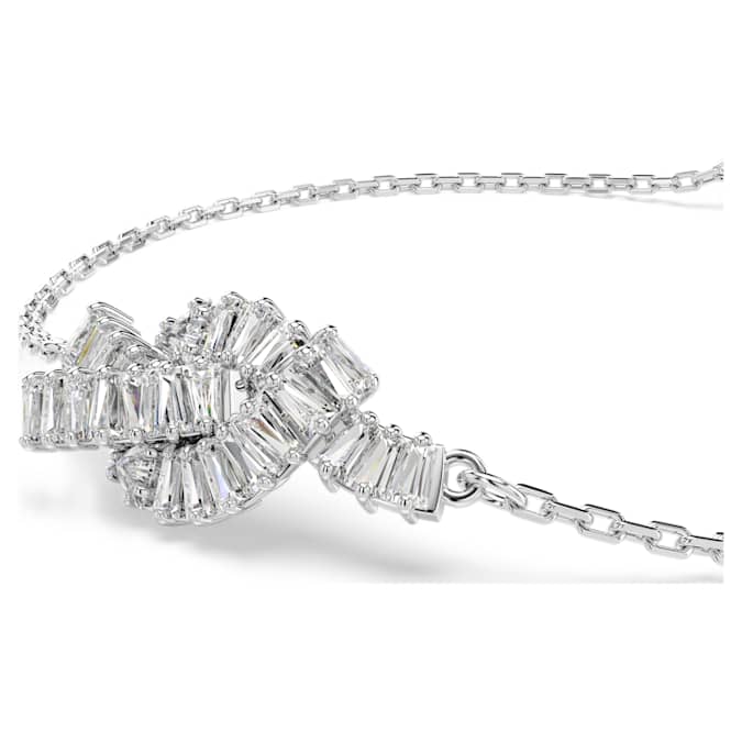 Matrix bracelet Baguette cut, Knot, White, Rhodium plated