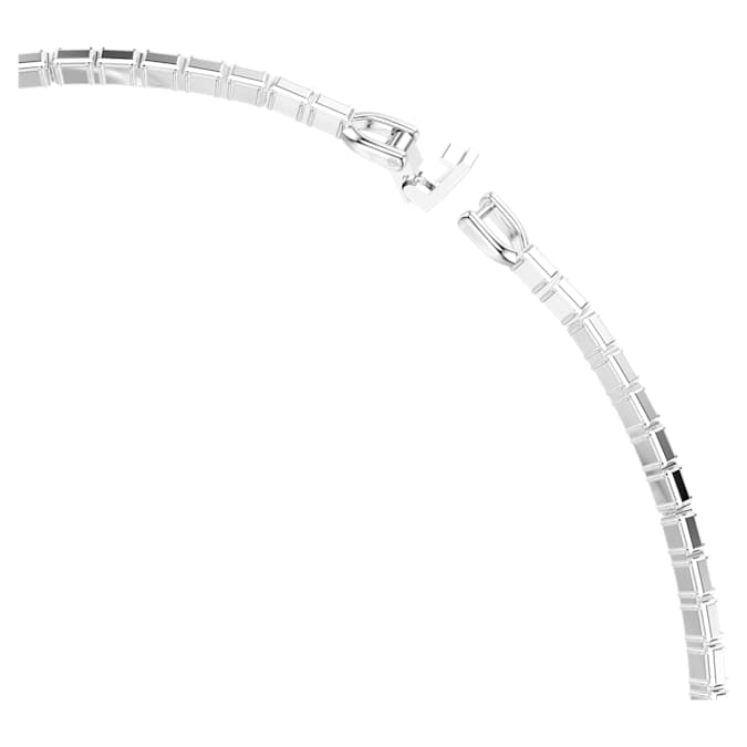 Matrix necklace Baguette cut, White, Rhodium plated