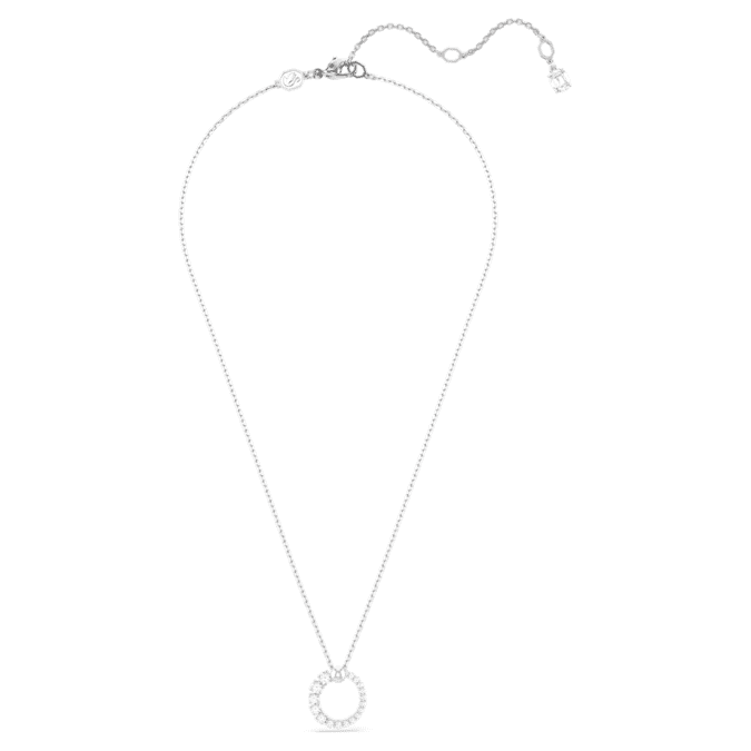 Matrix pendant Crystal pearl, Round cut, White, Rhodium plated