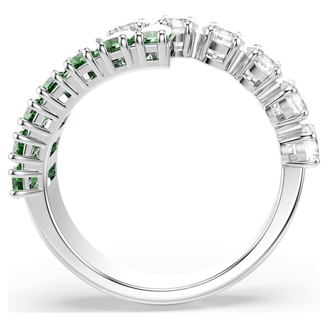 Matrix ring Mixed cuts, Green, Rhodium plated