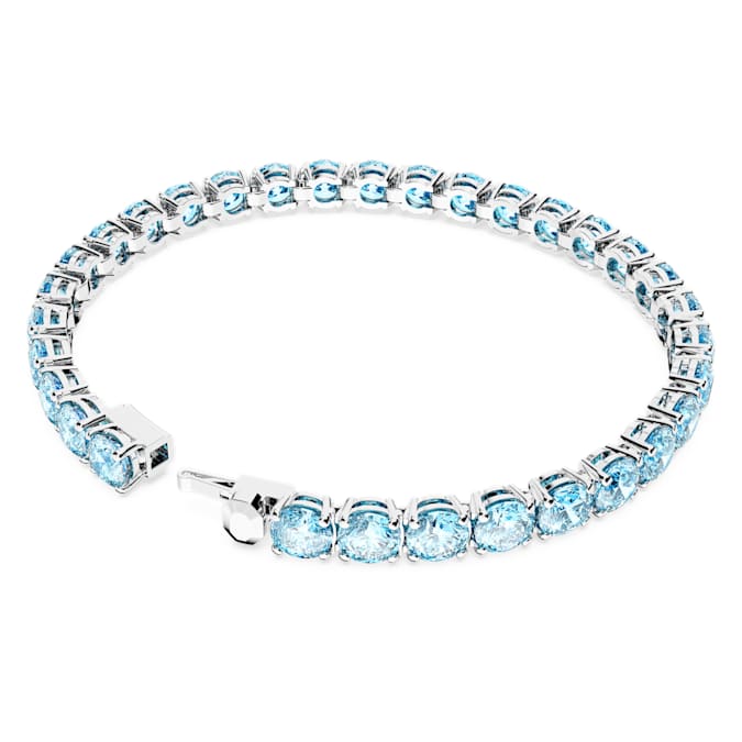 Matrix Tennis bracelet Round cut, Blue, Rhodium plated