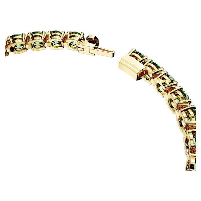 Matrix Tennis bracelet Round cut, Green, Gold-tone plated