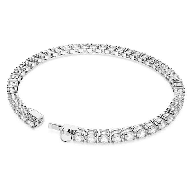 Matrix Tennis bracelet Round cut, White, Rhodium plated