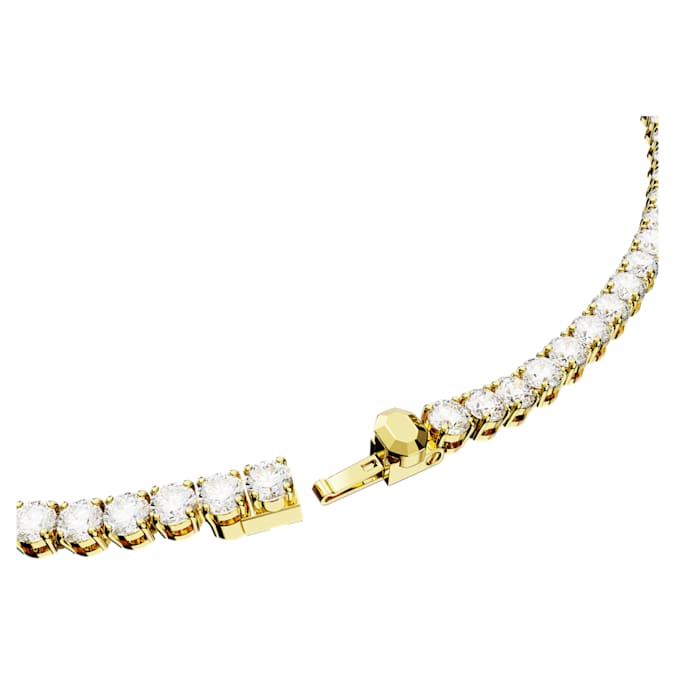 Matrix Tennis necklace Round cut, White, Gold-tone plated